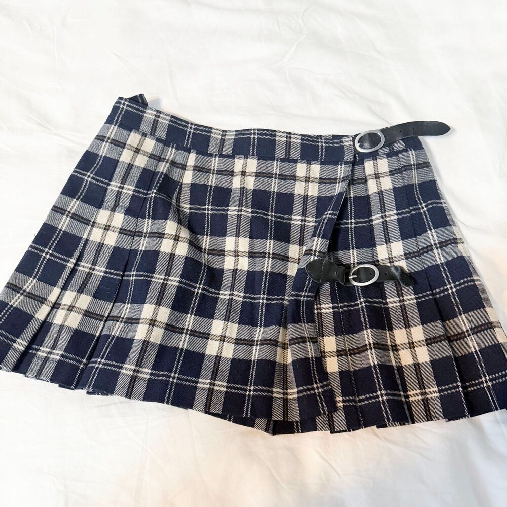 Brandy Melville Navy Plaid Tennis Skirt